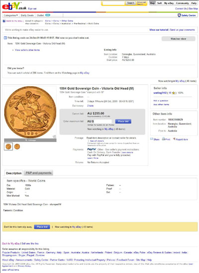 watling3102 1894 Melbourne Mint eBay Auction Listing